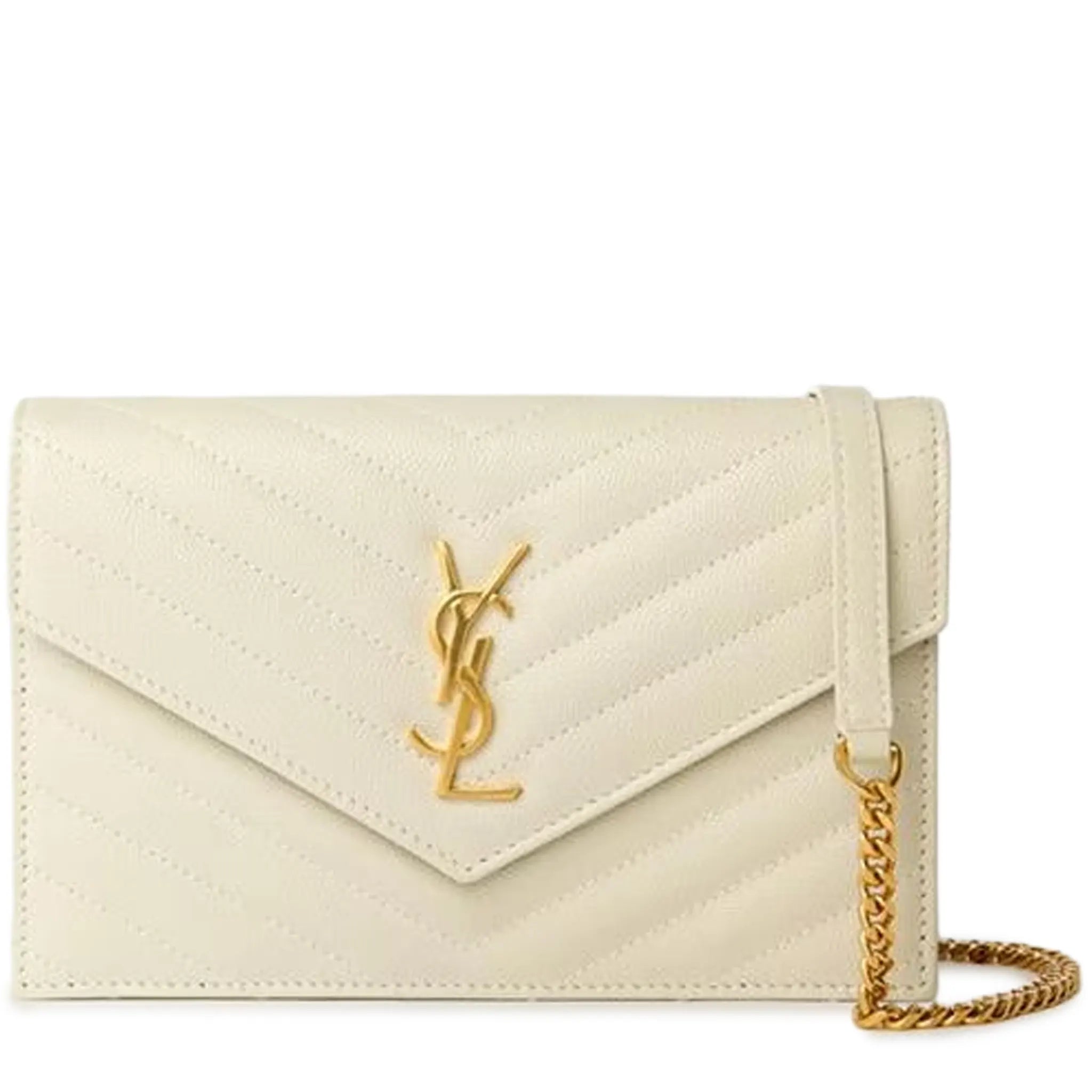 Front View of Saint Laurent Monogram Envelope Blanc Vintage Crossbody Bag 742920BOW019207